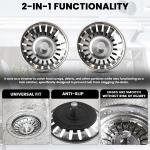 Limitless Card Mounted 2 IN 1 Sink Strainer, Effortlessly Trap Debris & Keep Your Sink Clog-Free Anti Clogging Sink Filter With Hair Catcher, Bathroom Stainless Steel Sink Drain Filter (STEEL-2PC1)
